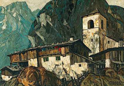 奥斯卡·穆利的《山上教堂和农场》