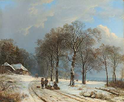 Barend Cornelis Koekkoek的《冬季风景》