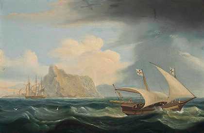 托马斯·鲁尼（Thomas Luny）的《直布罗陀海峡的英国战舰和马耳他Xebec》