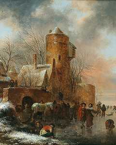 尼古拉斯·莫勒纳（Nicolaes Molenaer）的《冬季风景与防御城》