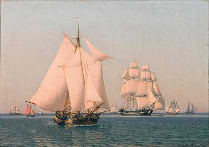 克里斯托弗·威廉·埃克斯伯格（Christopoffer Wilhelm Eckersberg）的《在晴朗的夏日午后，在微风中航行的船只》