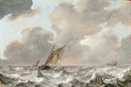 Jan Porcellis的《中等微风中的船只》