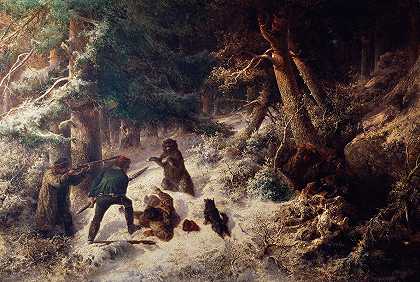 Wilhelm Wallander的《冬季猎熊》