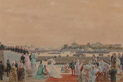 “1872年5月30日，卡尔·费多罗维奇在圣彼得堡参议院广场举行的彼得一世诞辰二百周年（1672-1725年）的庄严仪式