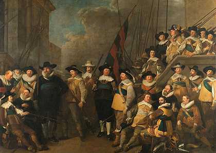 “阿姆斯特丹V区的军官和其他公民卫队，由科内利斯·德·格雷夫上尉和亨德里克·劳伦兹中尉指挥，由雅各布·阿德里安斯·巴克指挥