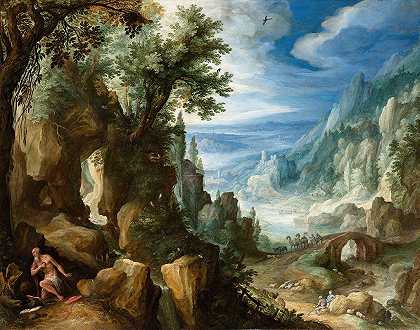 保罗·布里尔（Paul Bril）的《圣杰罗姆山脉风景》（Mountainous Landscape with Saint Jerome）
