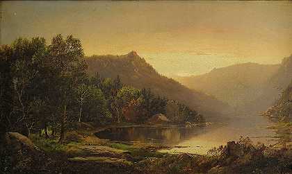 威廉·路易斯·桑塔格的《日出的新英格兰山湖》