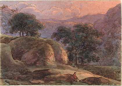 弗朗茨·科贝尔的《日落时的山景旅行者》