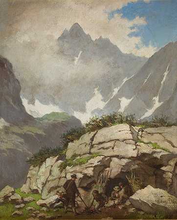 《塔特拉山脉斯托拉奇克牧师的岩石避难所》，作者：Walery Eljasz Radzikowski