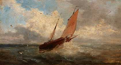 朱尔斯·科伊涅的《海景-海上的船》
