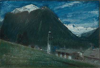 阿尔伯特·古德温（Albert Goodwin）的《月光》（In The Moonlight，Pontresina，Engadine，Switzerland）