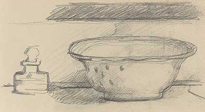 保罗·塞尚（Paul Cézanne）的《洗手盆和香水瓶（正面）》