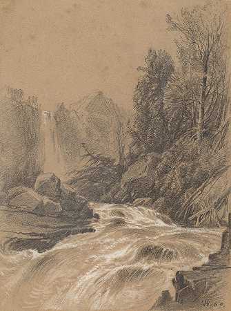 威廉·哈特的《山景、溪流和瀑布》