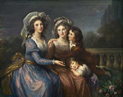 “佩扎伊侯爵夫人和红侯爵夫人带着她的儿子亚历克西斯和阿德里安，伊丽莎白·路易丝·维格·勒布伦