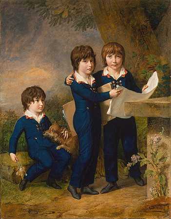 约翰·海因里希·威廉·蒂施贝因的《马丁·安东·赫克舍尔、约翰·古斯塔夫·威廉·莫里茨（1797-1865）、卡尔·马丁·阿道夫（1796-1850）和利奥波德（1792年出生）的孩子》