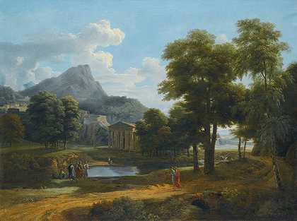 让·维克托·贝尔廷的《山岳风景，菲涅俄斯和密涅瓦·卡普耶斯神庙》