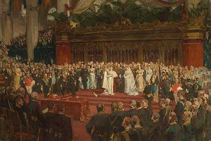 “威廉敏娜女王陛下（1880-1960）尼古拉斯·范德韦宣誓