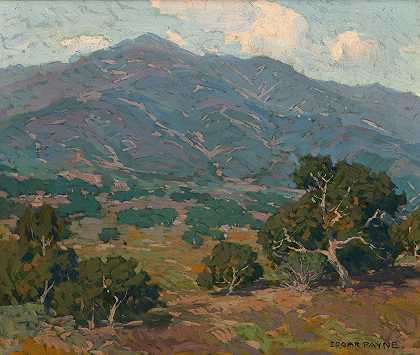 埃德加·阿尔温·佩恩（Edgar Alwin Payne）的《加州山麓与远处的圣加布里埃尔山脉》（California Foothills with San Gabriel Mountains in the Distance）