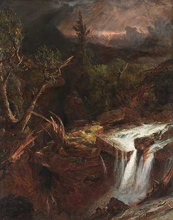 贾斯珀·弗朗西斯·克罗普西的《丁香-卡茨基尔山脉的风暴场景》