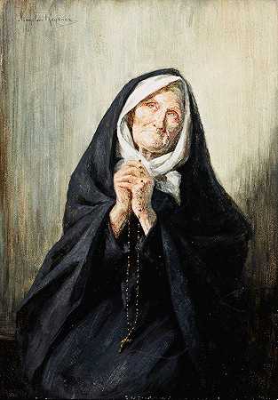 Mieczysław Reyzner的《老妇人祈祷》