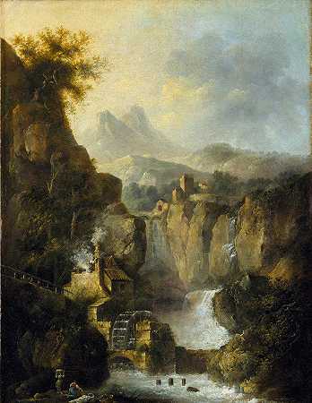 路易斯·贝朗格的《带瀑布的山地风景》