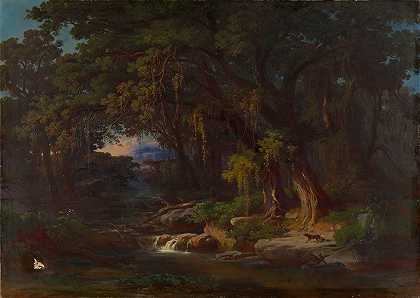 约翰·雅各布·弗雷的《罗马山脉的森林风景》