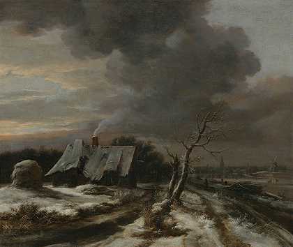 雅各布·范·鲁伊斯代尔（Jacob van Ruisdael）的《远处阿姆斯特尔河和阿姆斯特丹的冬季风景》