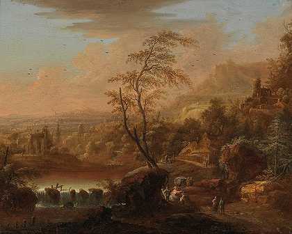约翰·克里斯蒂安·沃勒特（Johann Christian Vollerdt）的《山景与旅行者》