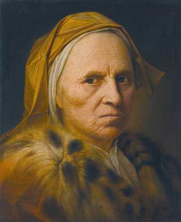 巴尔塔萨尔·丹尼尔的《一位穿着毛皮装饰外套的老太太的肖像》