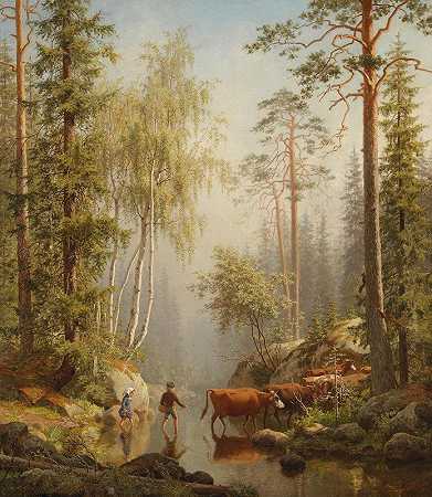 《在林地溪流》，作者：Carl Bøgh