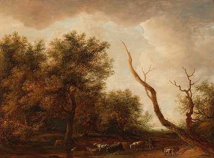 德克·戴伦斯（Dirck Dalens）的《牧羊人和羊群的森林风景》