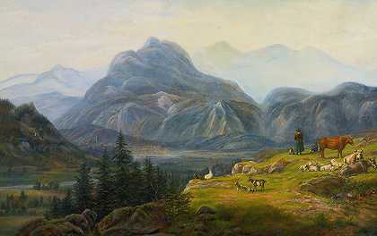Jens Peter Møller在Brinzer湖与因特拉肯和朱拉山脉的吉斯巴赫景色