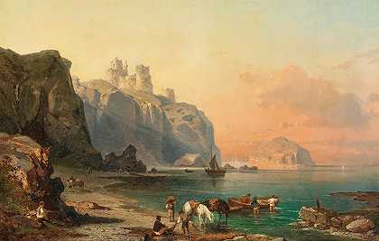 弗兰兹·理查德·翁特伯格的《西西里岛马尔萨拉附近的海岸风景》