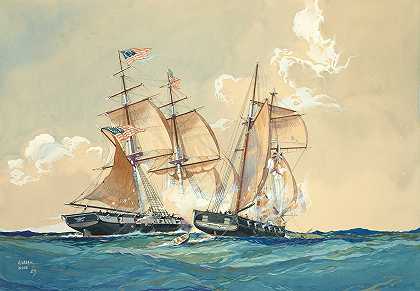 “1815年2月26日，美国Chasseur准尉和英国圣劳伦斯纵帆船之间的行动，Worden Wood