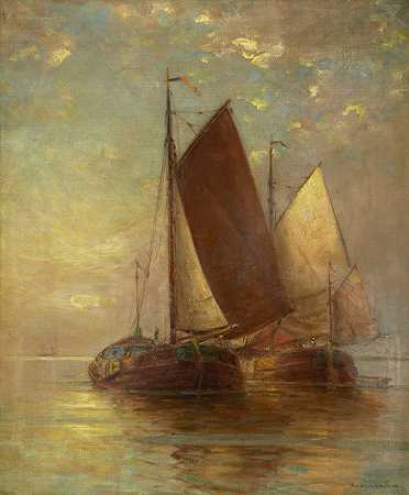 Hendricks A.Hallett的《海上帆船》