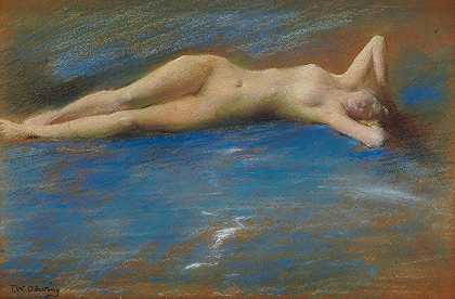托马斯·威尔默·德温的《女孩的裸体躺卧图》