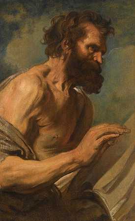 安东尼·范·戴克（Anthony van Dyck）对一个手举着胡子的男人的研究