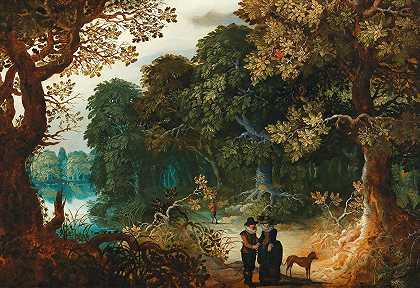 塞巴斯蒂安·弗兰克斯（Sebastian Vranx）的《一对多情情侣的树木风景》