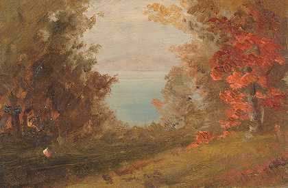 弗雷德里克·埃德温·丘奇（Frederic Edwin Church）的《秋天的林地场景》（哈德逊、纽约或缅因州）