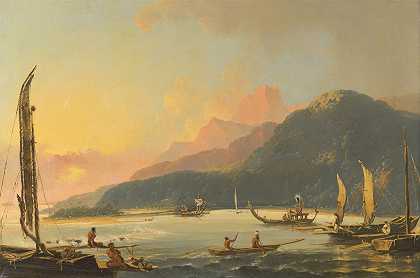 威廉·霍奇斯（William Hodges）的《大溪地马塔维湾的大溪地战舰》