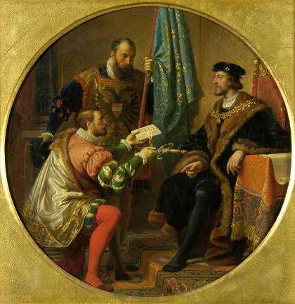 “查理五世皇帝和弗朗西斯一世国王在帕维亚1525年，由查尔斯·冯·布拉斯创作