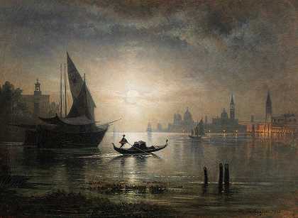 卡尔·海尔迈尔的《威尼斯，巴西诺的月亮之夜》