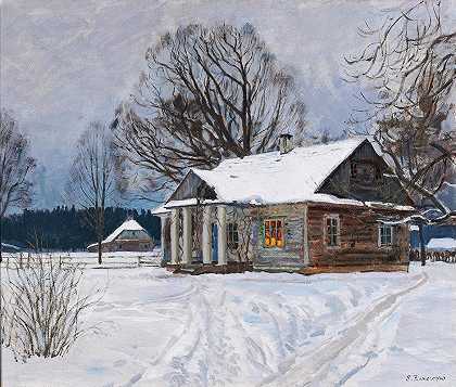 斯坦尼斯拉夫·尤利亚诺维奇·朱可夫斯基的《冬日黄昏的乡村别墅》