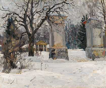 谢尔盖·阿瑟涅维奇·维诺格拉多夫的《冬季庄园入口》