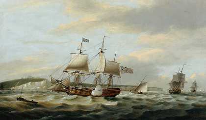 托马斯·鲁尼（Thomas Luny）的《一艘商船在多佛悬崖外向一名飞行员发出信号》