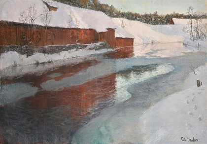 弗里茨·索洛（Frits Thaulow）的《冬天的利萨克河》（The Lysaker River In Winter）