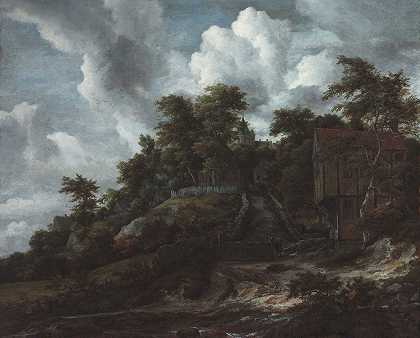 雅各布·范·鲁伊斯代尔（Jacob van Ruisdael）的《树木成荫的山坡，可以看到本特海姆城堡》（Bentheim Castle）