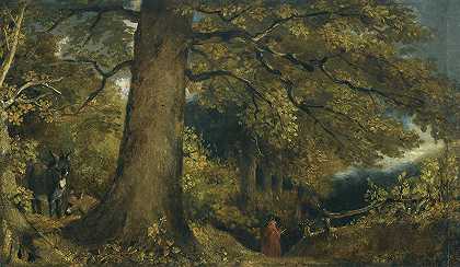约翰·康斯特布尔的《森林风景中的少女》