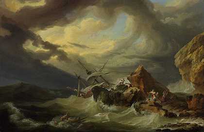 菲利普·雅克·德·卢瑟堡（Philippe Jacques de Loutherbourg）的《岩石海岸外的沉船事故》