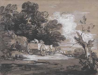 托马斯·盖恩斯伯勒（Thomas Gainsborough）的《带乡村推车和人物的森林风景》